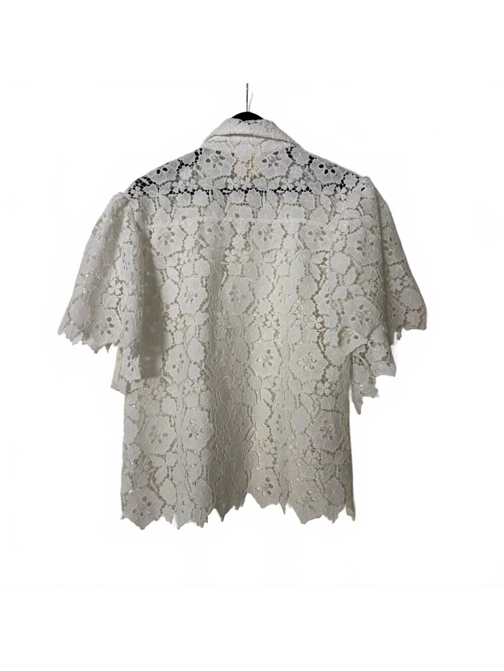 NWT Maeve by Anthropologie White Floral Lace Short Sleeve Button-Up Shirt Size S - Picture 5 of 7